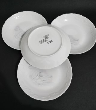 4 Platos Hondos Tharaud Limoges Cygne