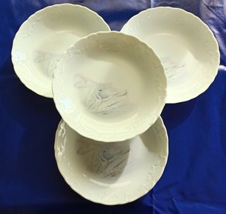 4 Platos Hondos Tharaud Limoges Cygne
