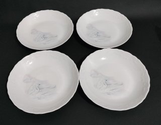 4 Platos Hondos Tharaud Limoges Cygne