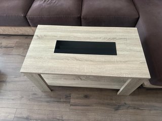 Mesa de centro elevable madera y cristal