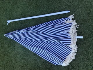Sombrilla Ibicenca XXL Flecos Rayas Azul/Blanco