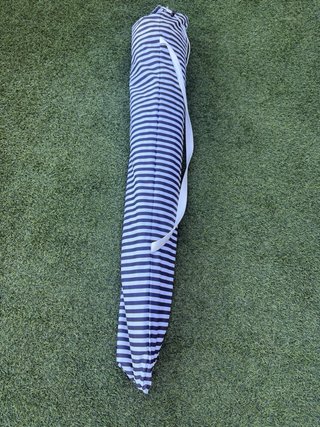 Sombrilla Ibicenca XXL Flecos Rayas Azul/Blanco