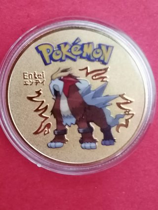 Moneda Pokémon Entei Dorada