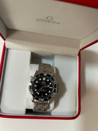 Omega Automatico Reloj Negro y Plateado
