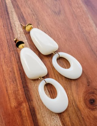 Pendientes Beige y Dorados