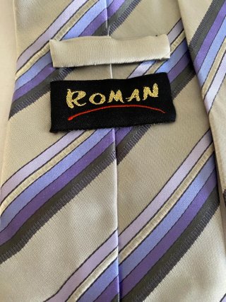 Corbata de seda rayas grises y moradas