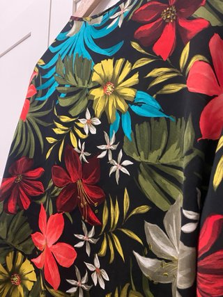 Kimono floral negro talla única