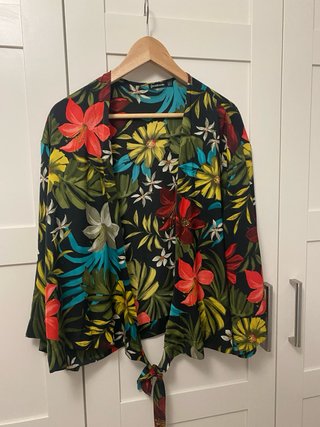 Kimono floral negro talla única