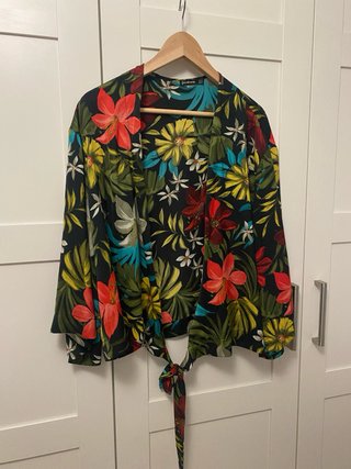 Kimono floral negro talla única