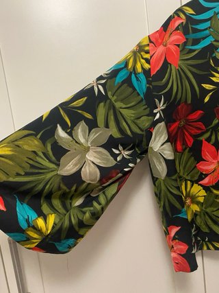 Kimono floral negro talla única