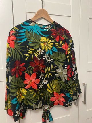 Kimono floral negro talla única