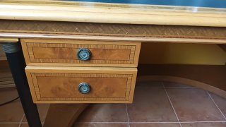 Escritorio Clásico Estilo Imperio Madera y Piel