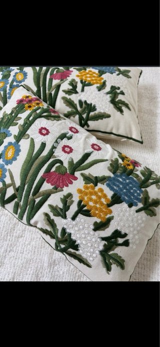 2 Fundas Cojín Bordadas Flores