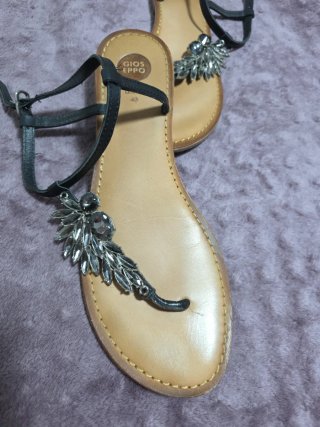 Sandalias mujer talla 40 adornos plateados