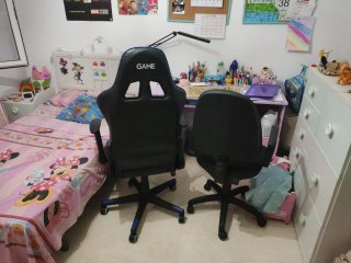 2 Sillas Estudio: 1 Gaming Negra/Azul