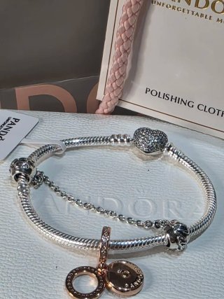 Pulsera Pandora+cierre seguridad +charm