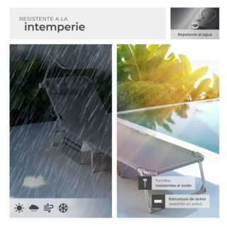 Tumbona plegable con parasol gris