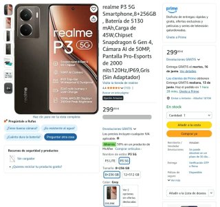 Realme P3 5G 8gb ram 256 gb Nuevo.