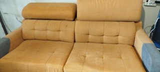 Sofá Cama Tela Gris y Amarillo