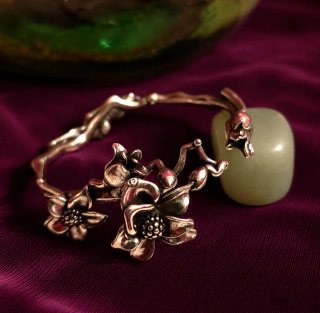 Pulsera De Plata 925 De Flores Estilo Vintage.