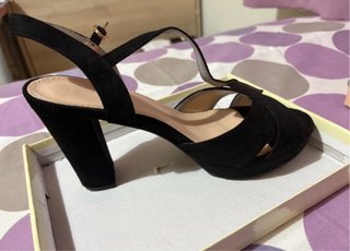 Sandalias tacón grueso negras