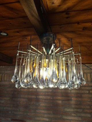 Lámpara Techo Vintage Cristal Dorado