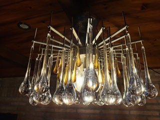 Lámpara Techo Vintage Cristal Dorado