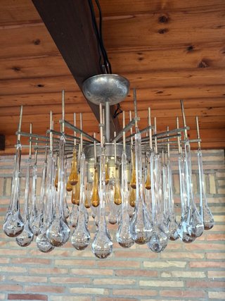 Lámpara Techo Vintage Cristal Dorado