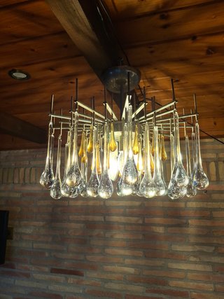 Lámpara Techo Vintage Cristal Dorado