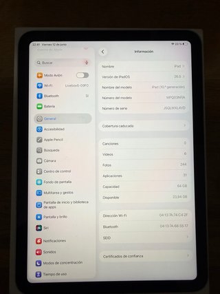 iPad 10ª Gen Plata 64GB