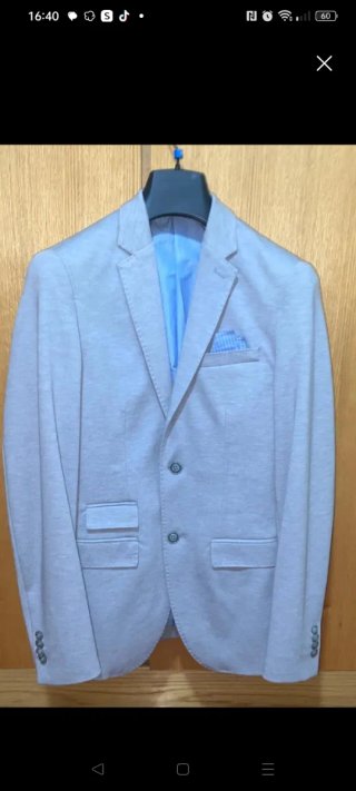 Chaqueta de traje hombre azul/gris