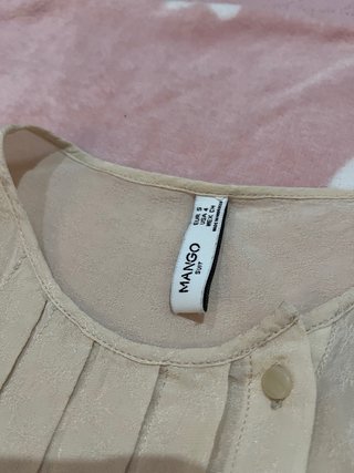 Blusa Camisa beige sin mangas Mango Talla S nueva