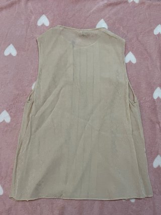 Blusa Camisa beige sin mangas Mango Talla S nueva