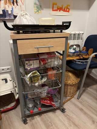 Carrito auxiliar cocina con cajón y cestas