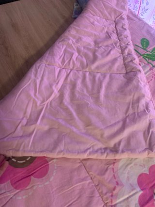 Colcha cuna flores rosa