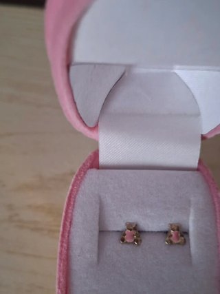 Pendientes bebé con caja carrito rosa