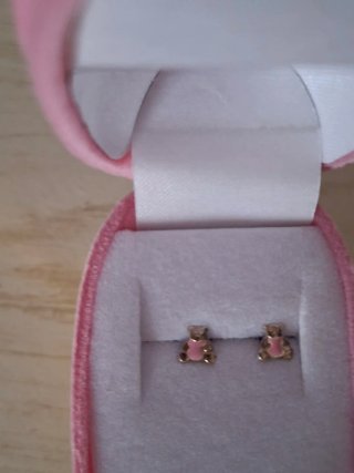 Pendientes bebé con caja carrito rosa