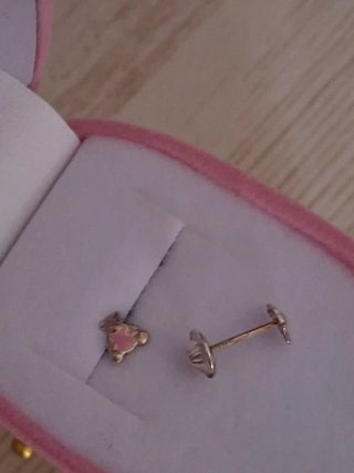 Pendientes bebé con caja carrito rosa