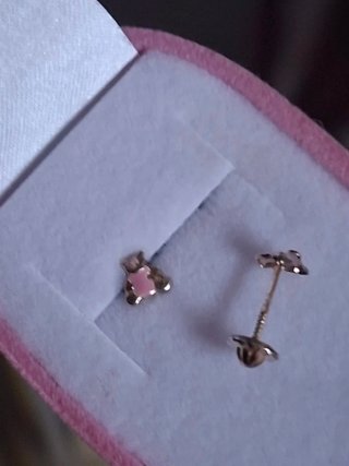 Pendientes bebé con caja carrito rosa