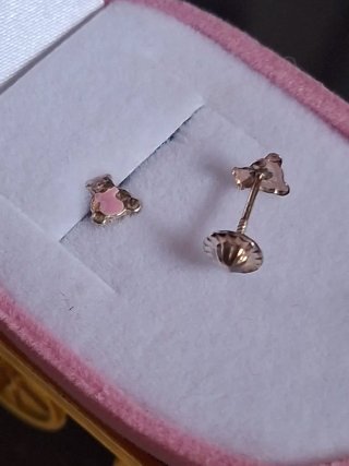 Pendientes bebé con caja carrito rosa