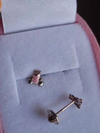 Pendientes bebé con caja carrito rosa