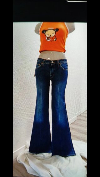 Pantalón vaquero vintage flare azul, Y2K