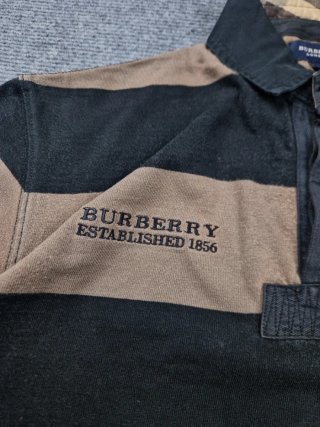 Polo Rugby Burberry Rayas Beige Negro Talla M