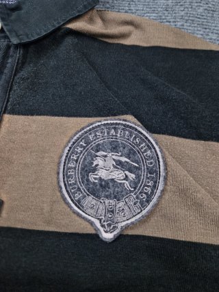 Polo Rugby Burberry Rayas Beige Negro Talla M