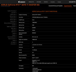 AORUS MASTER RTX 3070 Ti 8GB GDDR6X 256-bit