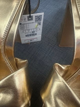 Sandalias Zara Doradas Tacon Plataforma