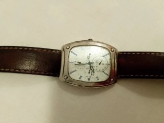 Reloj RACER de plata con correa de cuero