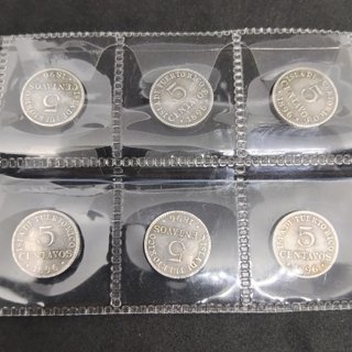 🇪🇦 6 MONEDAS DE 5 CENTAVOS PUERTO RICO 1896