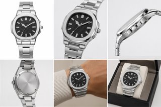 Reloj de pulsera plateado y negro