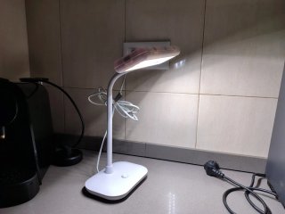 Lámpara de mesa flexible blanca